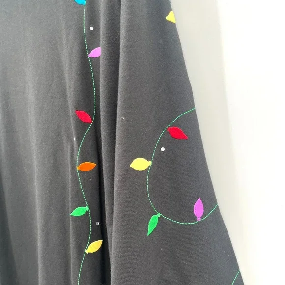 Vintage Quacker Factory Christmas Dress Black Embroidered 2X Cotton Maxi NWT - Picture 8 of 10